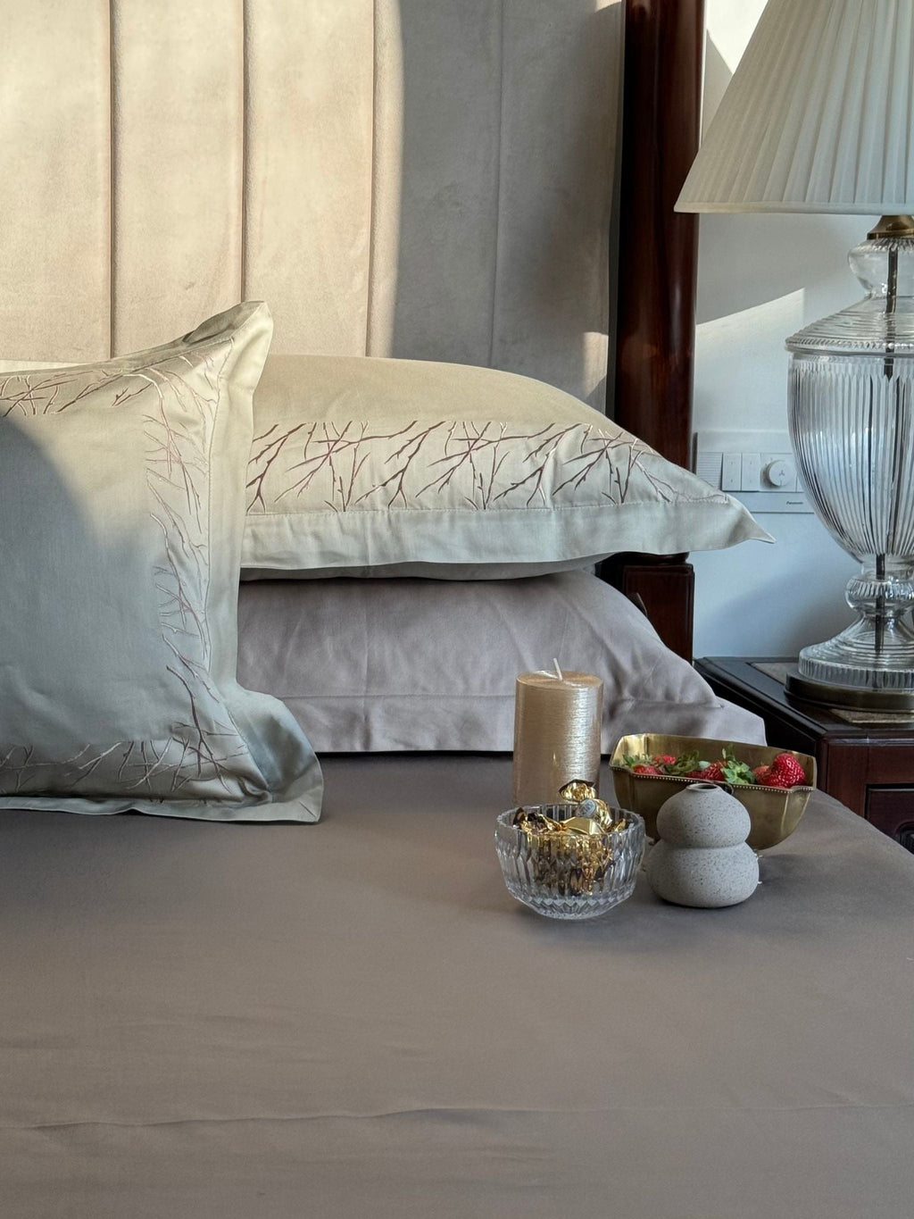 Sadyaska Hope Beige Taupe Desire Cotton Set 5 Pcs Bedsheet