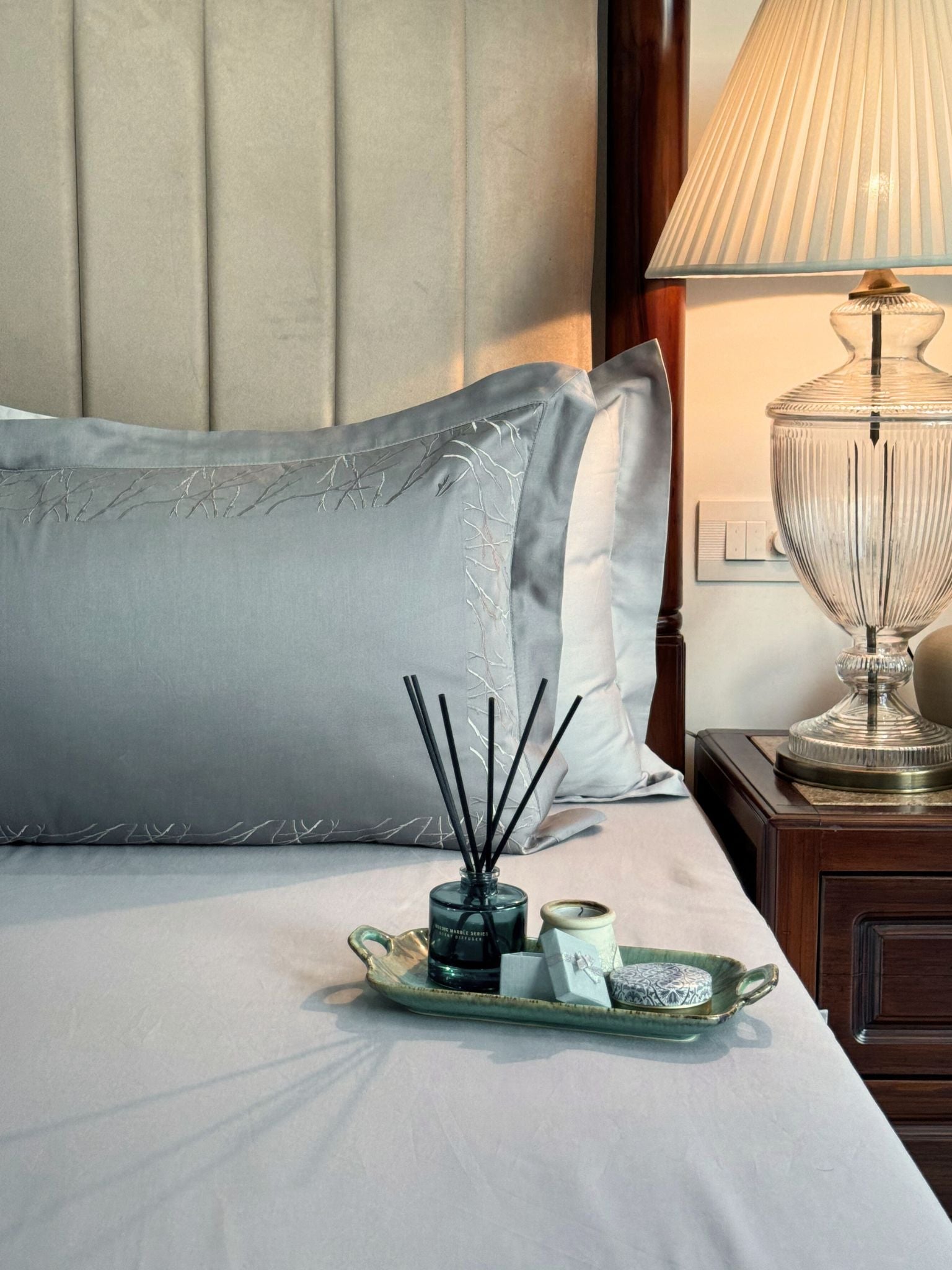 Sadyaska Hope Slate Pearl Grey Desire Cotton Set 5 Pcs Bedsheet