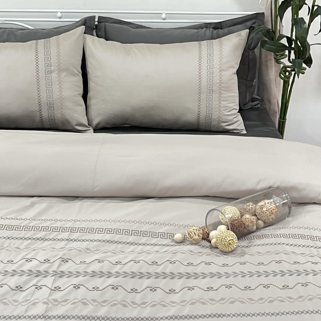 Sadyaska Lucas Beige Syona 1 Pcs Duvet Cover Set