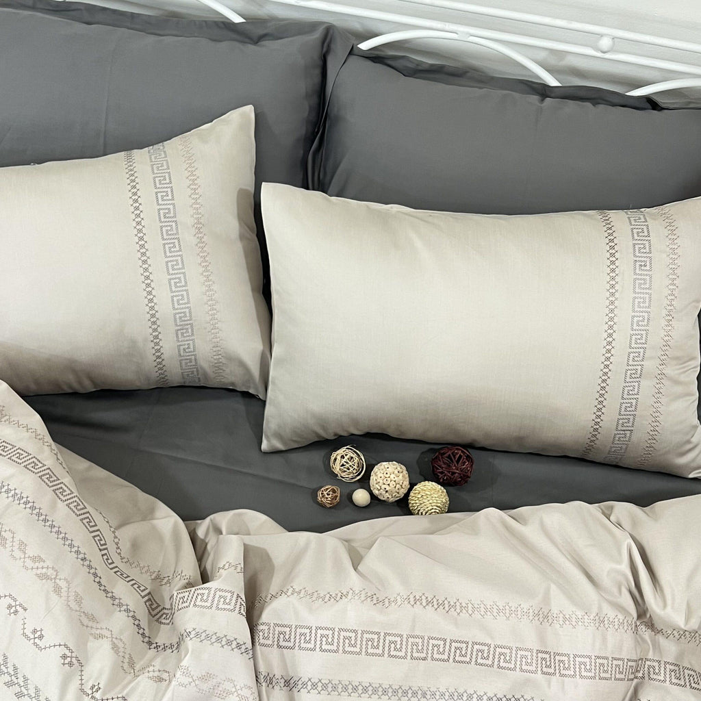 Sadyaska Lucas Beige Syona 1 Pcs Duvet Cover Set