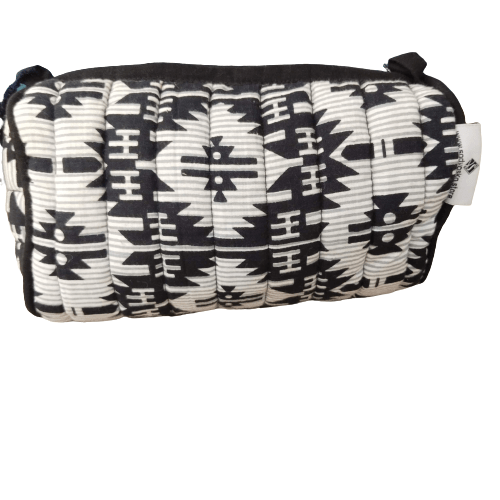 Sadyaska Black and White Cotton ed Wedding Jewelry Pouch / Cosmetic / Make Up Case Multifunction Storage 1 Pcs Quilt