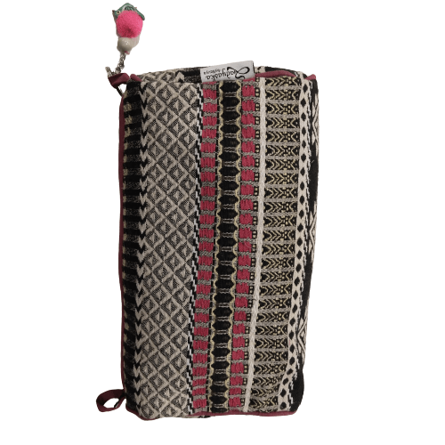 Sadyaska Black and Maroon Cotton Large Size Woven Wedding Jewelry Pouch / Cosmetic / Make Up Case Multifunction Storage 1 Pcs Product