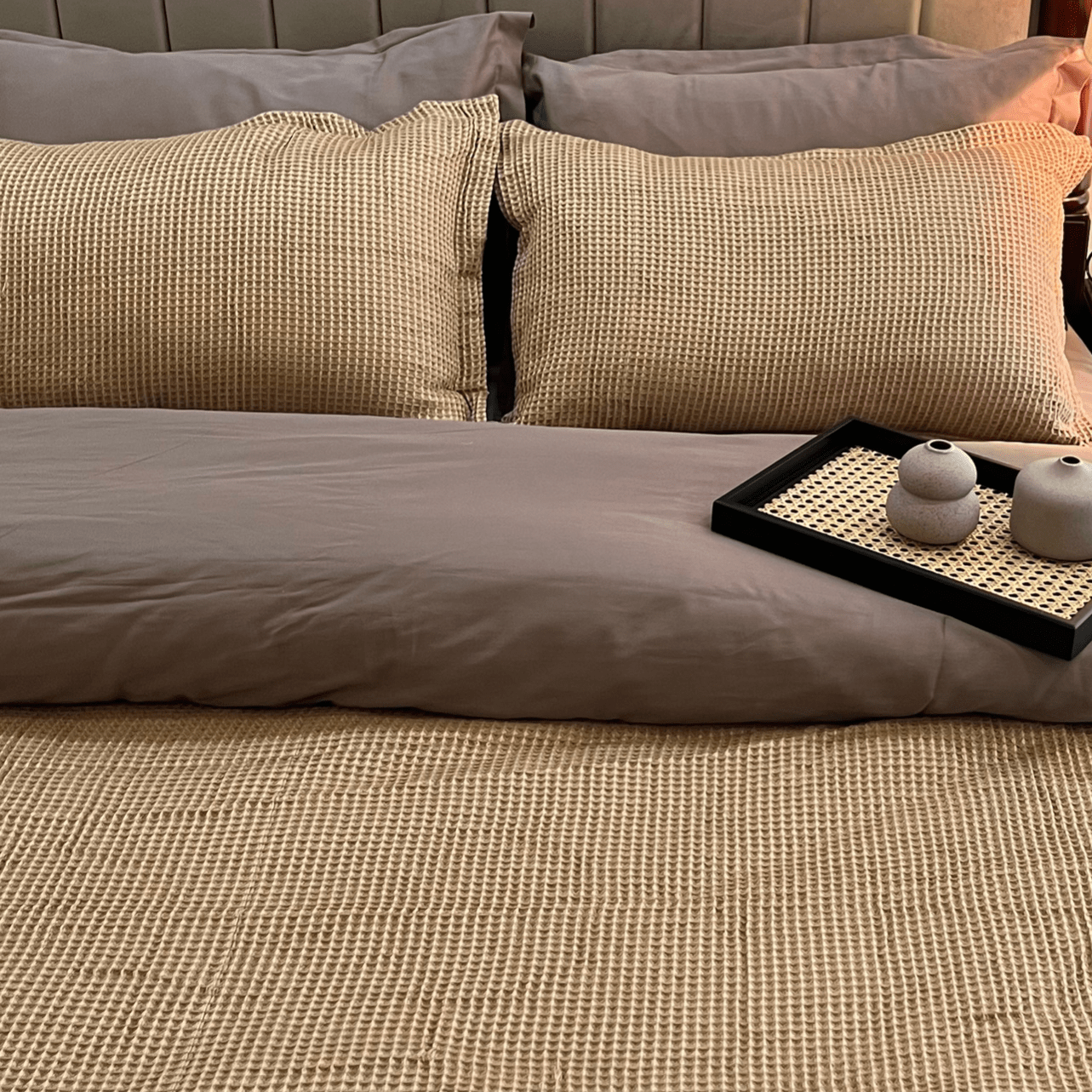 Sadyaska Honeycomb Mocha Woven 1 Pcs Duvet Cover Set