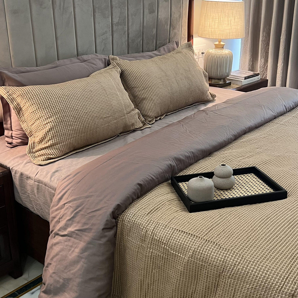 Sadyaska Honeycomb Mocha Woven 1 Pcs Duvet Cover Set