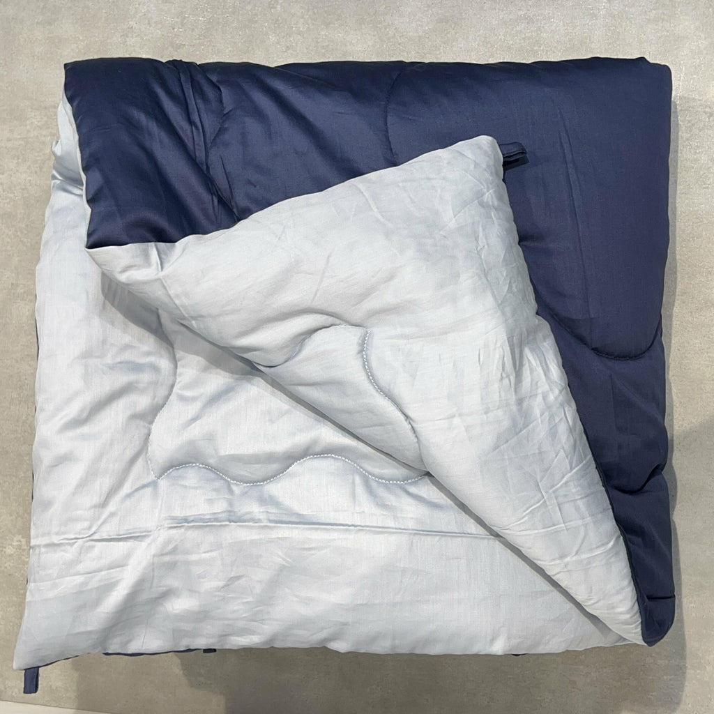 Sadyaska Smoke Blue and Navy 300TC Cotton Reversible Downfill 1 Pcs Quilt