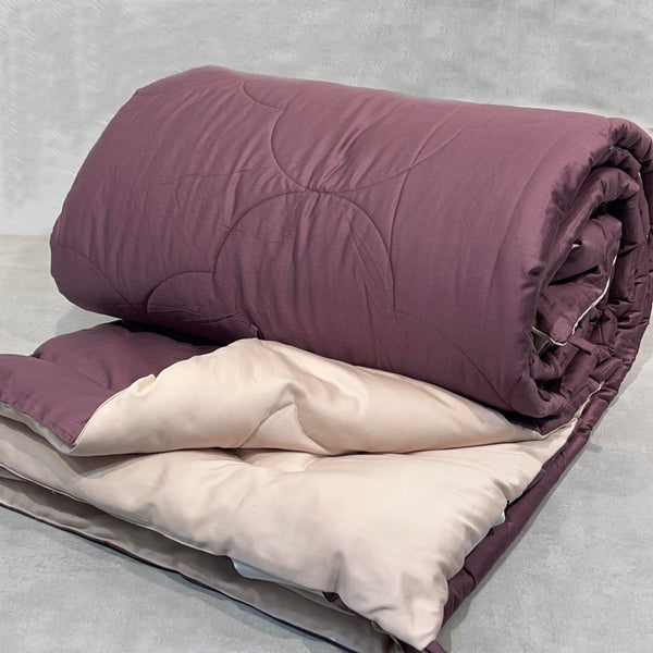 Sadyaska Buff and Mauve 300TC Cotton Reversible Downfill 1 Pcs Quilt