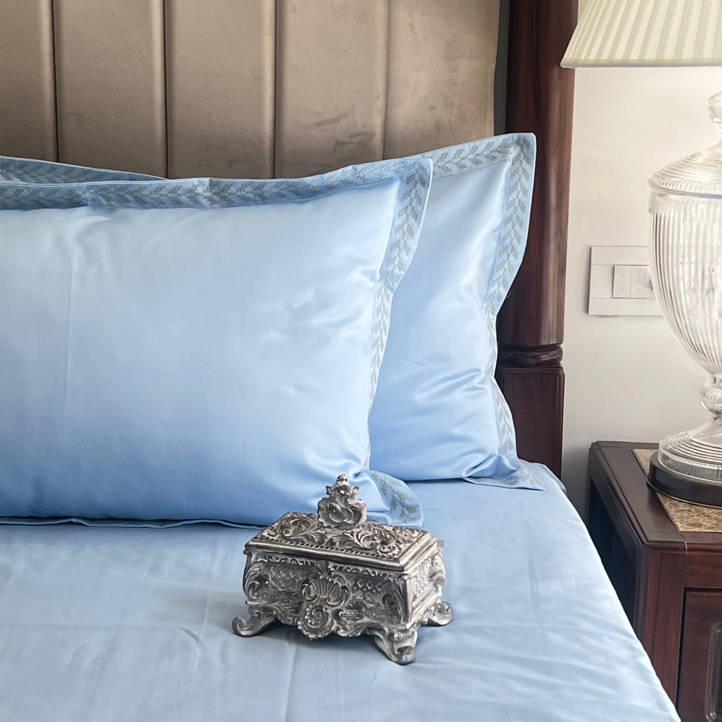 Sadyaska 600TC Cotton Lappic Sea Blue Beyond Set 1 Pcs Bedsheet