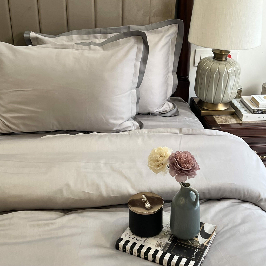 Sadyaska Pearl Grey and Slate Duplex 1 Pcs Duvet Cover Set