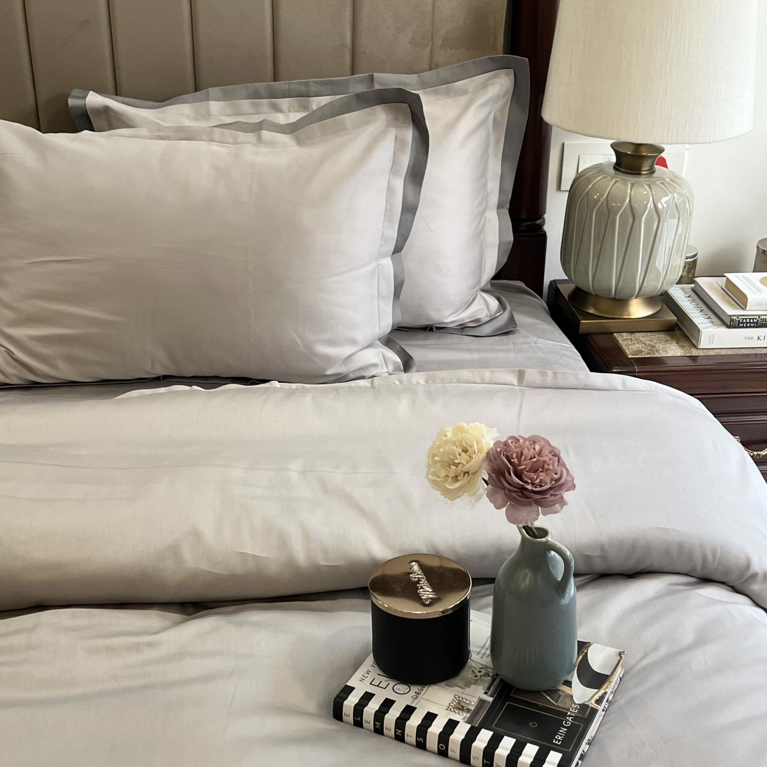 Sadyaska Pearl Grey and Slate Duplex 1 Pcs Duvet Cover Set