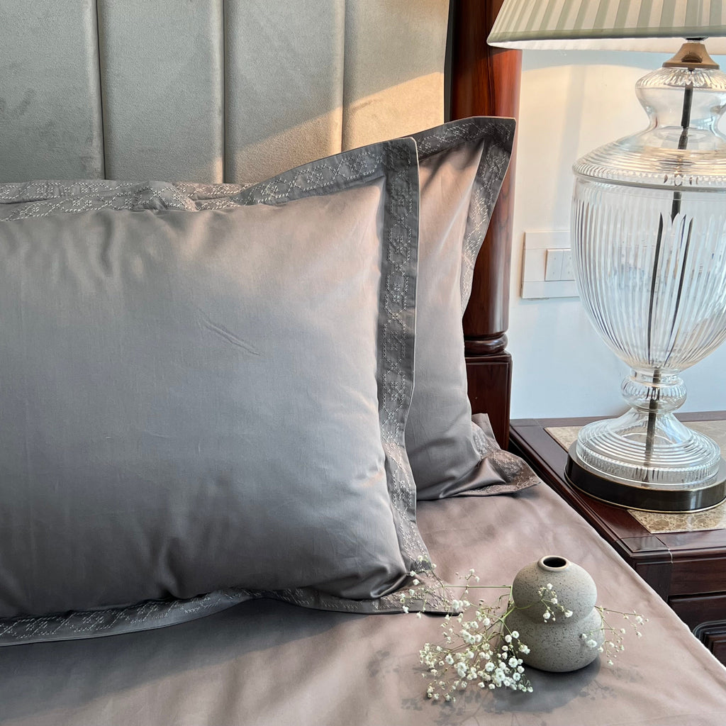 Sadyaska 600TC Cotton Infinity Oyster Grey Beyond Set 1 Pcs Bedsheet