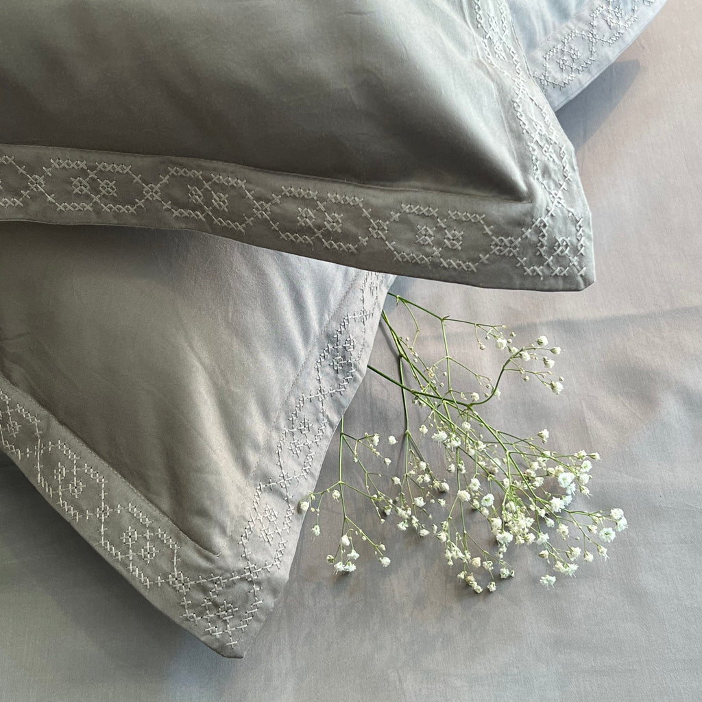 Sadyaska 600TC Cotton Infinity Oyster Grey Beyond Set 1 Pcs Bedsheet