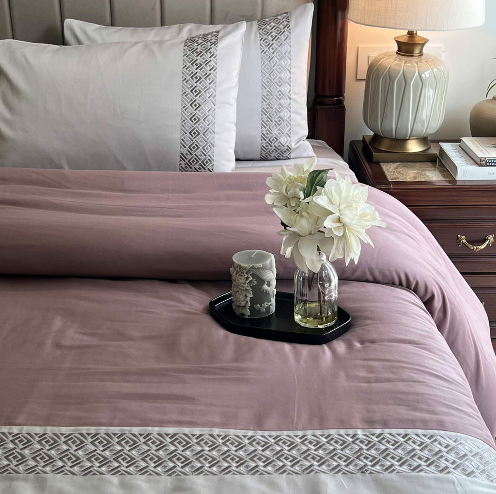 Sadyaska Squarish Pearl Grey Old Rose Dreams 1 Pcs Duvet Cover Set