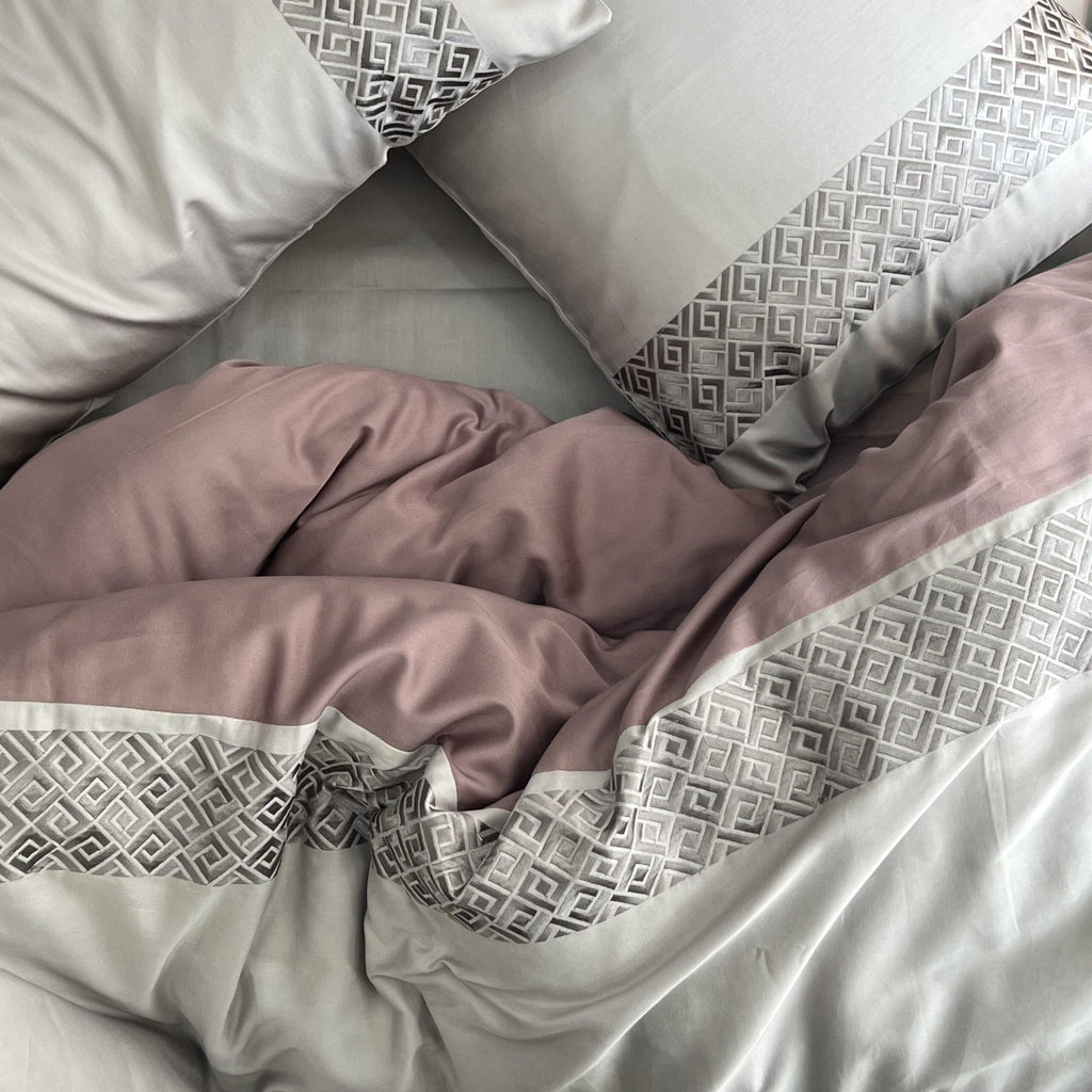 Sadyaska Squarish Pearl Grey Old Rose Dreams 1 Pcs Duvet Cover Set