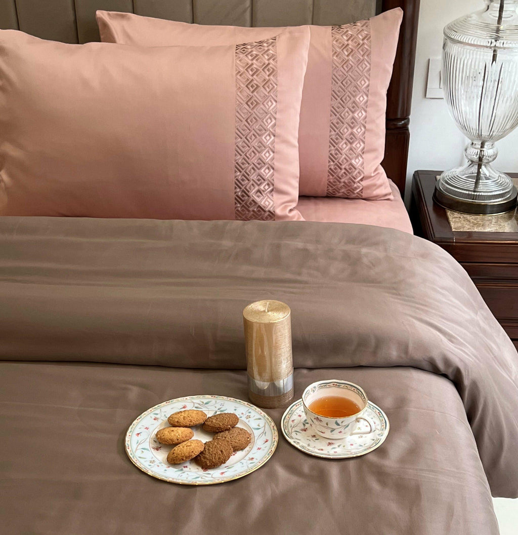Sadyaska Squarish Rose Taupe Dreams 1 Pcs Duvet Cover Set