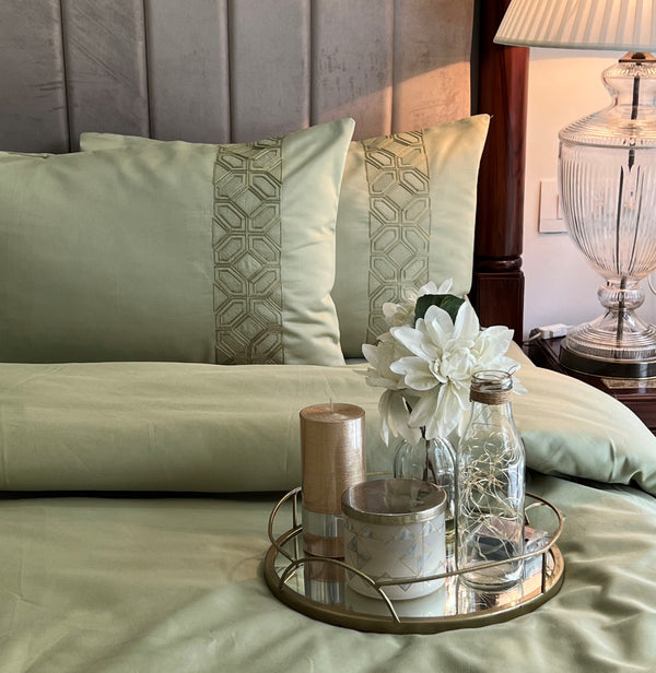 Sadyaska Arc Lime Green 1000TC Cotton Rich Syona Set 5 Pcs Bedsheet