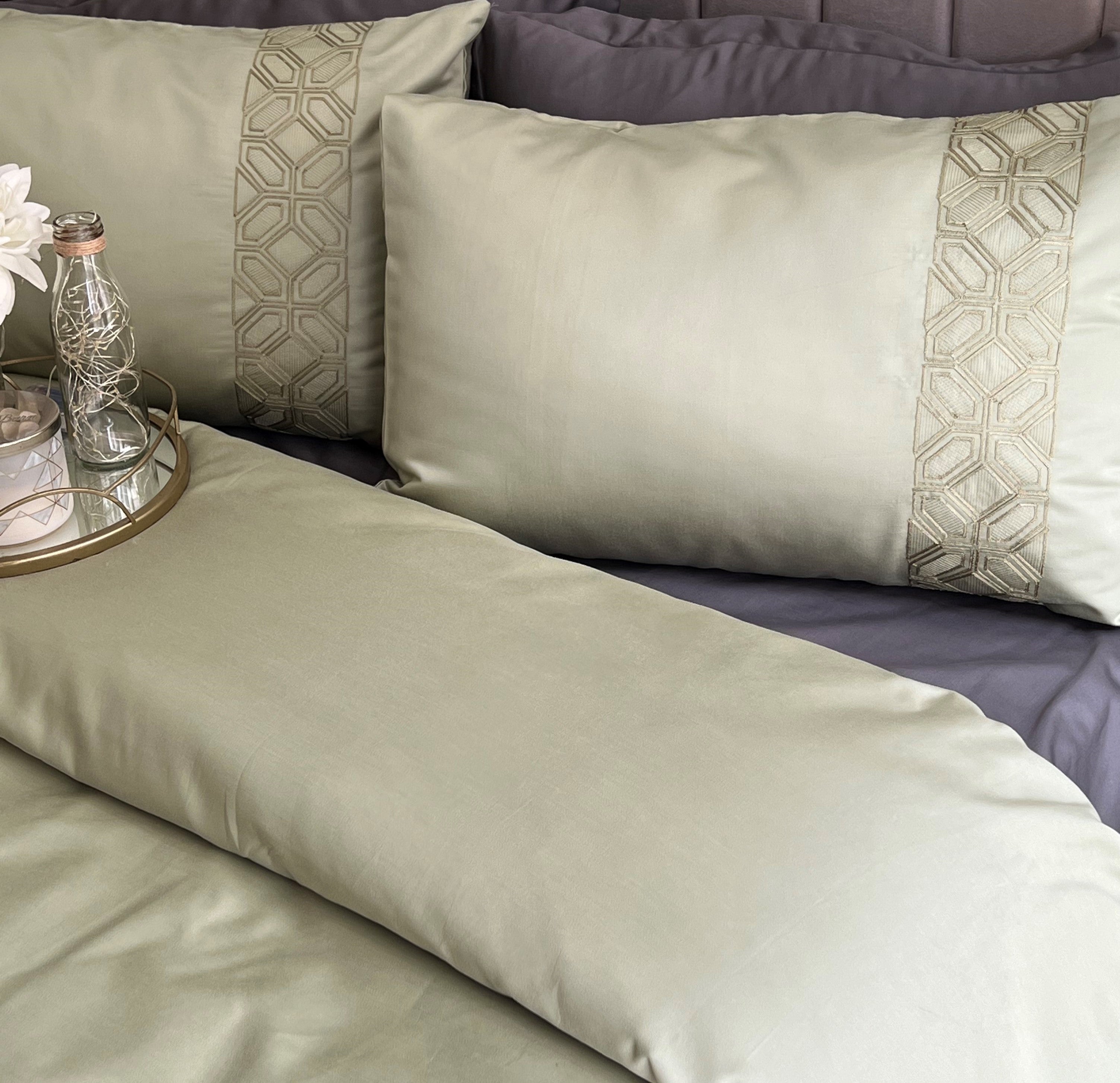 Sadyaska Arc Lime Green 1000TC Cotton Rich Syona Set 5 Pcs Bedsheet