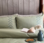 Sadyaska Tribe Lime Green Embroidered Cotton Rich s (Set of 02) 1 Pcs Pillow Cover