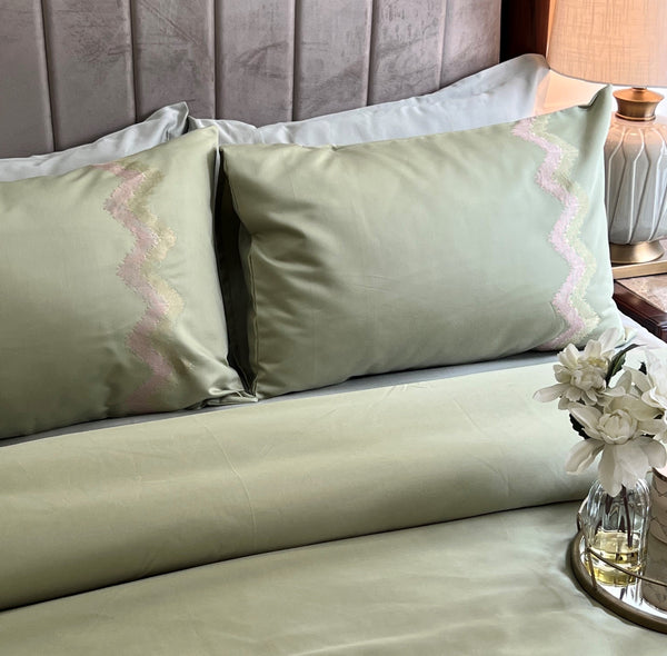 Sadyaska 1000TC Cotton Rich Crest Lime Green Syona Set 1 Pcs Bedsheet