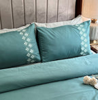 Sadyaska 1000TC Cotton Rich Leaflet Turquoise Syona Set 1 Pcs Bedsheet
