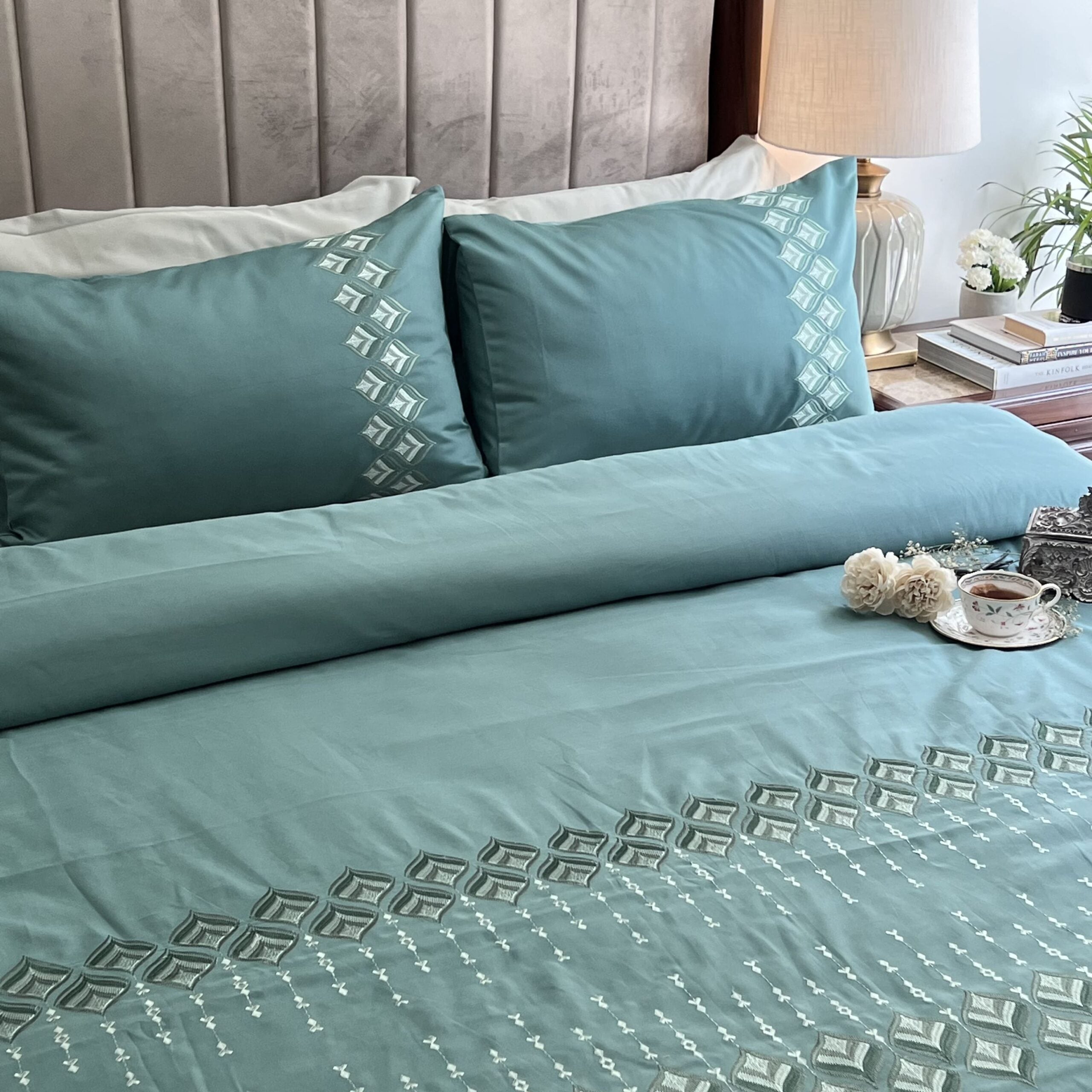 Sadyaska Leaflet Turquoise Syona 1 Pcs Duvet Cover Set