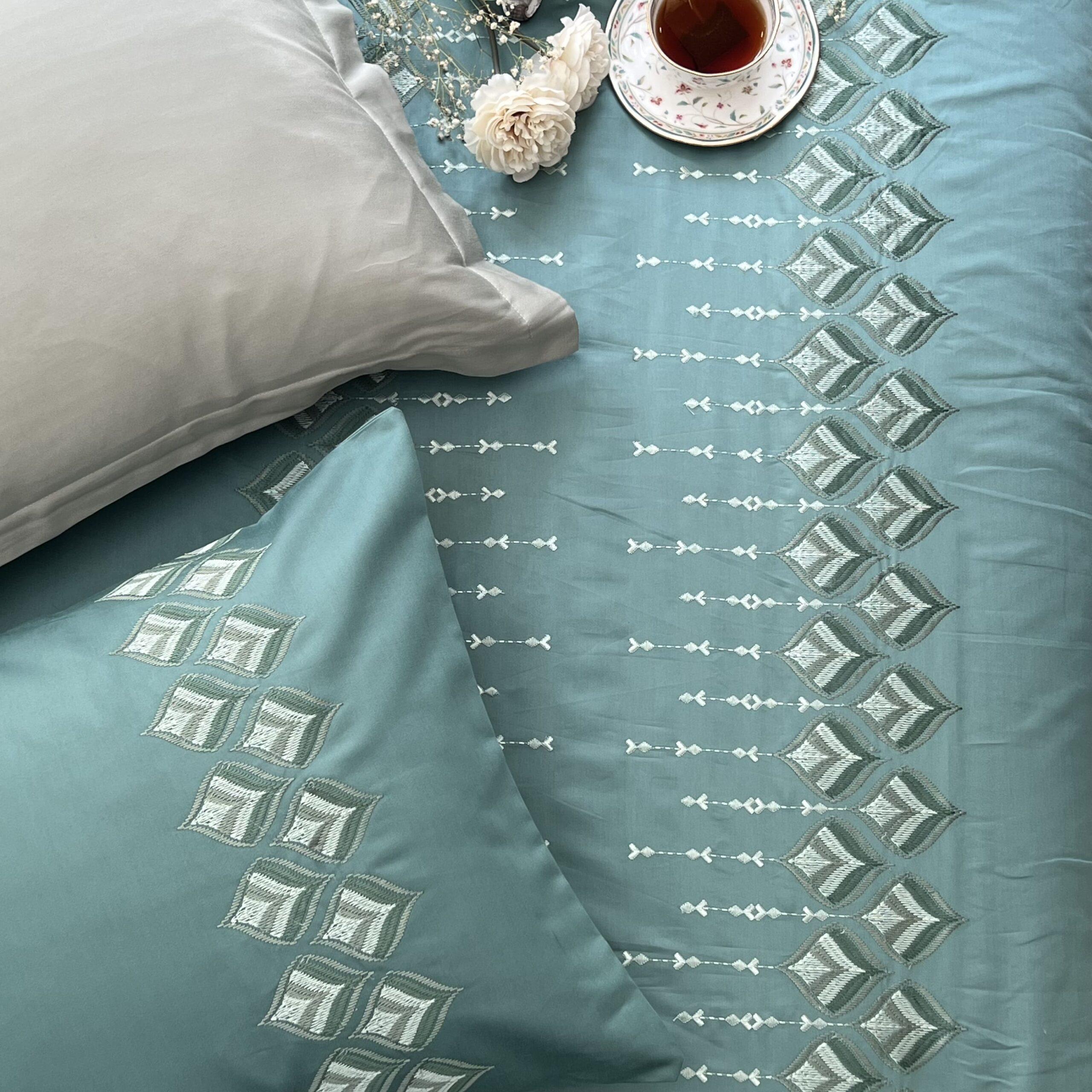 Sadyaska Leaflet Turquoise Syona 1 Pcs Duvet Cover Set
