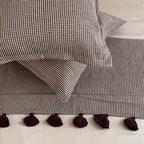 Sadyaska Honeycomb Coffee Textured Woven Bed Runner with Tassels & Matching s (Set of 03) 1 Pcs Euro Sham