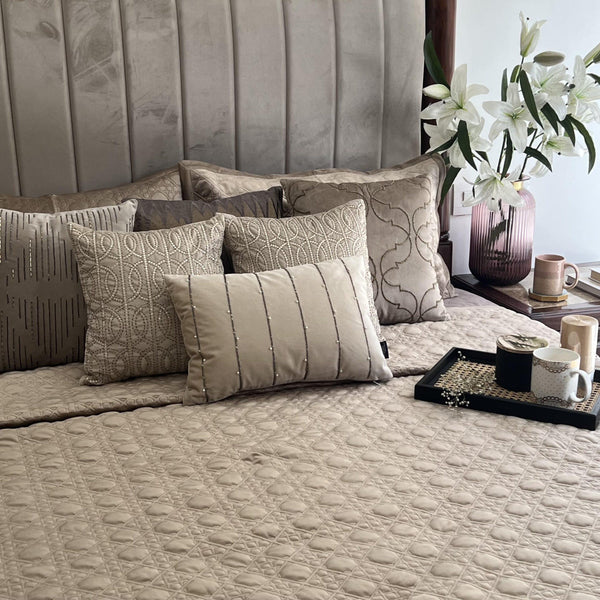 Sadyaska Stellar Champagne Gold Velvet 1 Pcs Bedspread