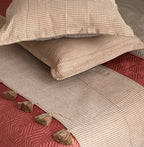 Sadyaska Honeycomb Mocha Textured Woven Bed Runner with Tassels & Matching s (Set of 03) 1 Pcs Euro Sham