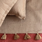 Sadyaska Honeycomb Mocha Textured Woven Bed Runner with Tassels & Matching s (Set of 03) 1 Pcs Euro Sham