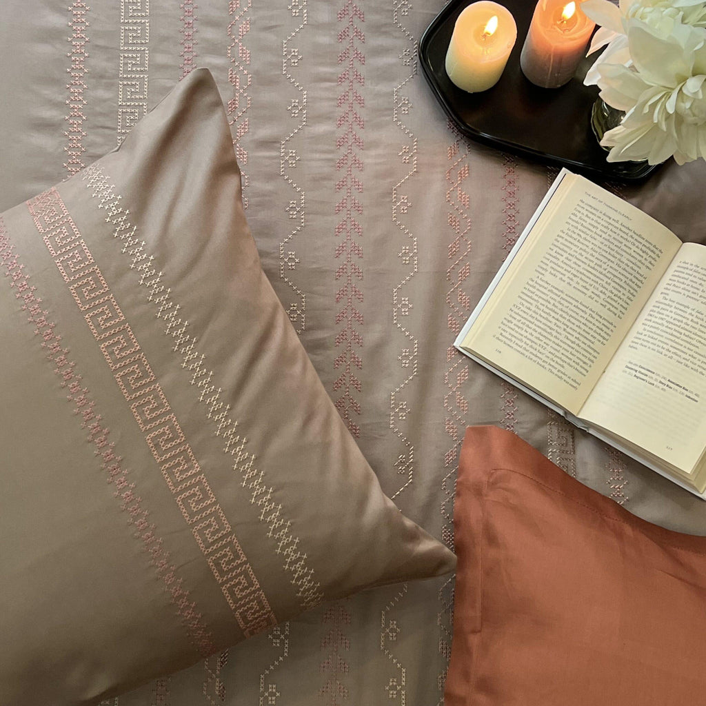 Sadyaska Lucas Taupe Syona 1 Pcs Duvet Cover Set