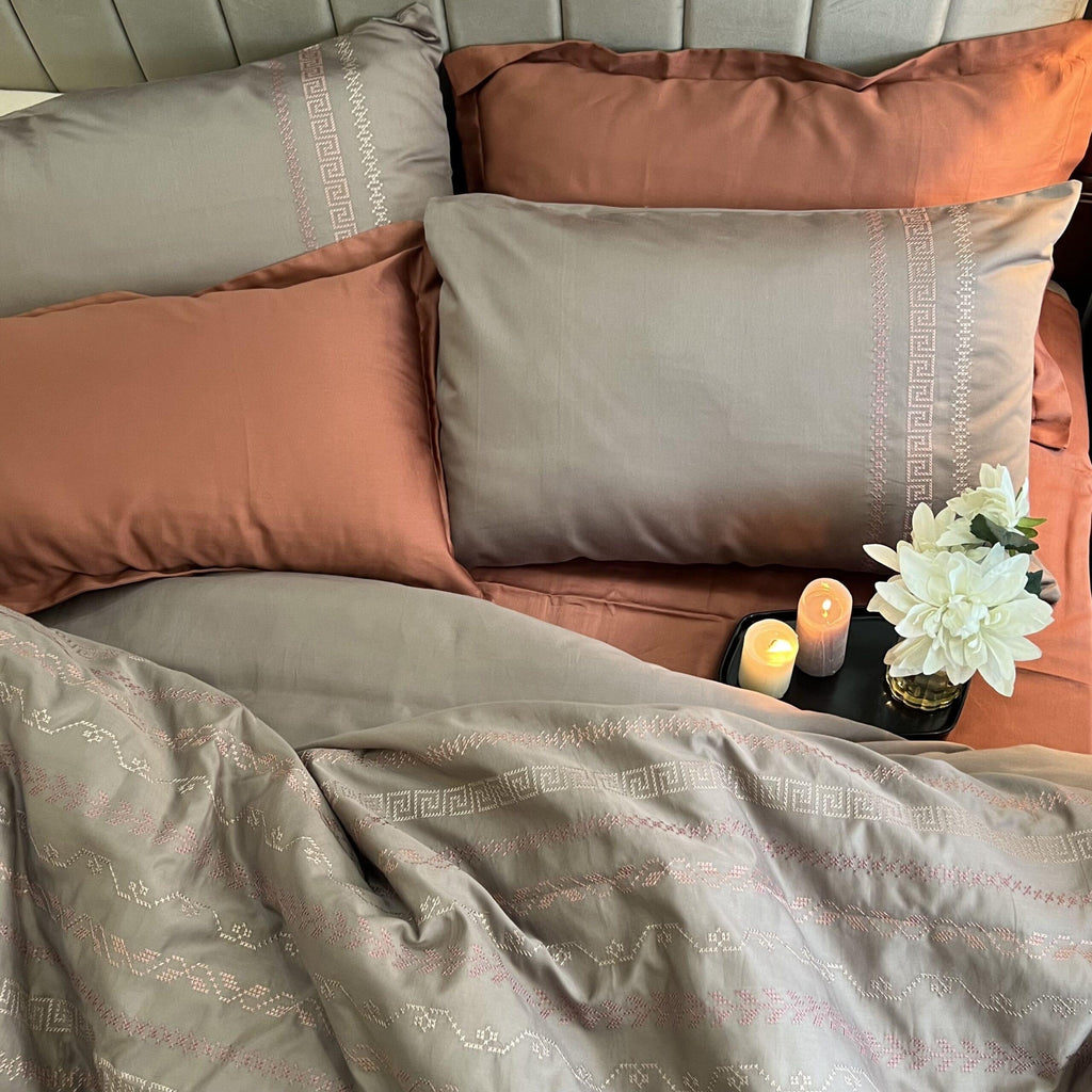 Sadyaska Lucas Taupe Syona 1 Pcs Duvet Cover Set