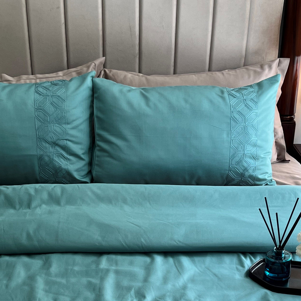 Sadyaska 1000TC Cotton Rich Arc Turquoise Syona Set 1 Pcs Bedsheet