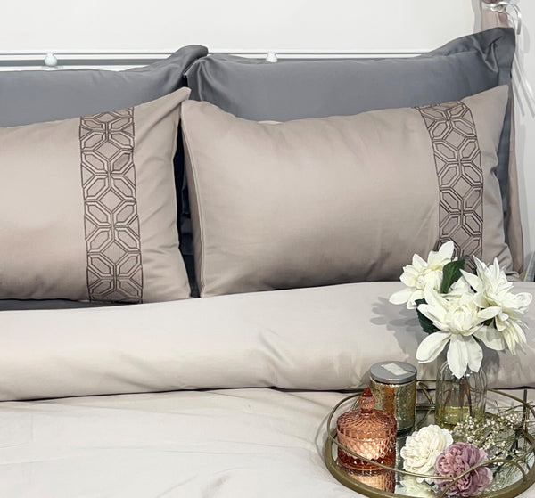 Sadyaska 1000TC Cotton Rich Arc Beige Syona Set 1 Pcs Bedsheet