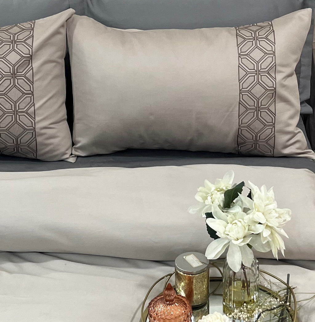 Sadyaska 1000TC Cotton Rich Arc Beige Syona Set 1 Pcs Bedsheet