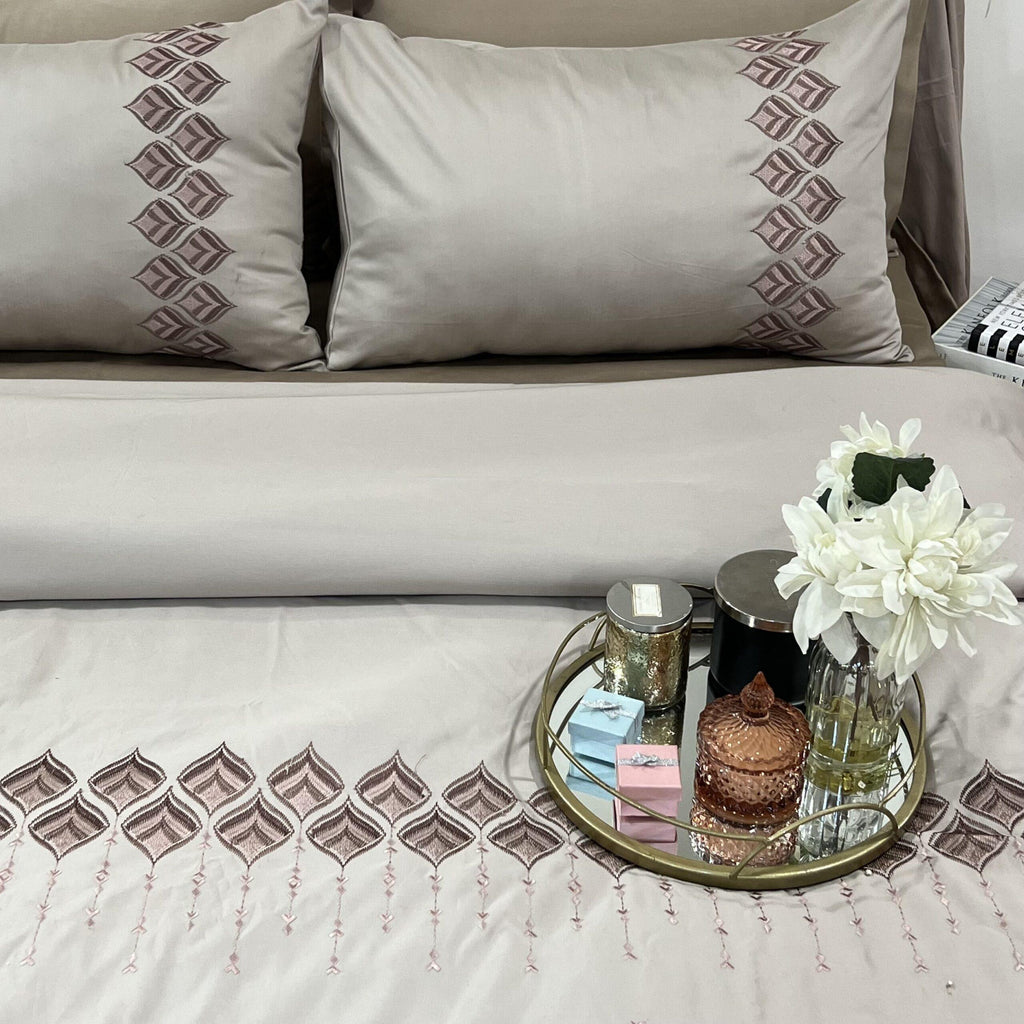 Sadyaska Leaflet Beige Syona 1 Pcs Duvet Cover Set