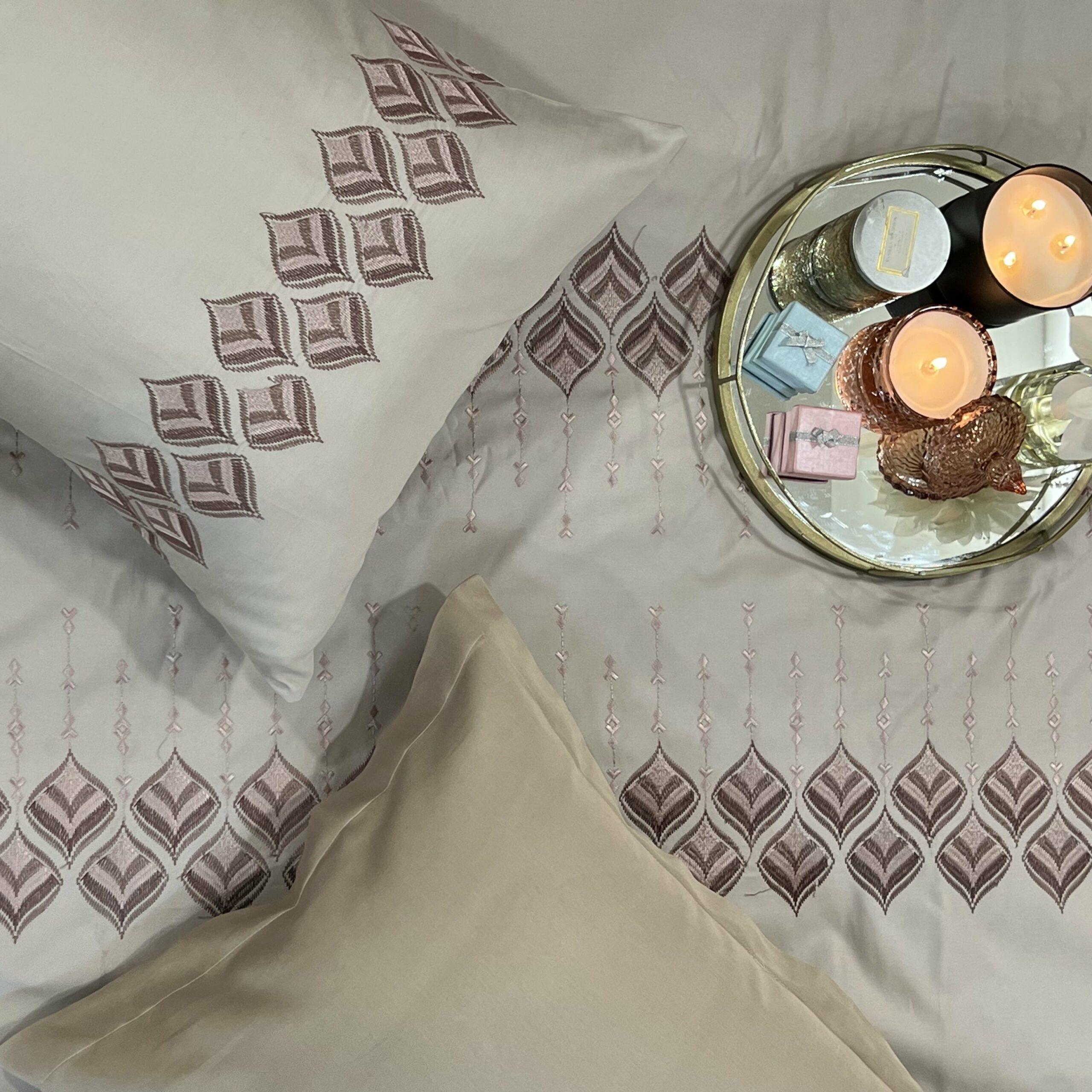 Sadyaska Leaflet Beige Syona 1 Pcs Duvet Cover Set