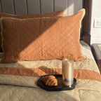 Sadyaska Quilted Rust Beige 1 Pcs Bedspread