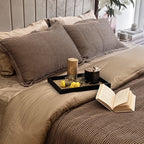 Sadyaska Honeycomb Coffee Woven 1 Pcs Duvet Cover Set