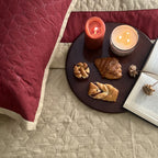 Sadyaska Quilted Maroon Beige 1 Pcs Bedspread