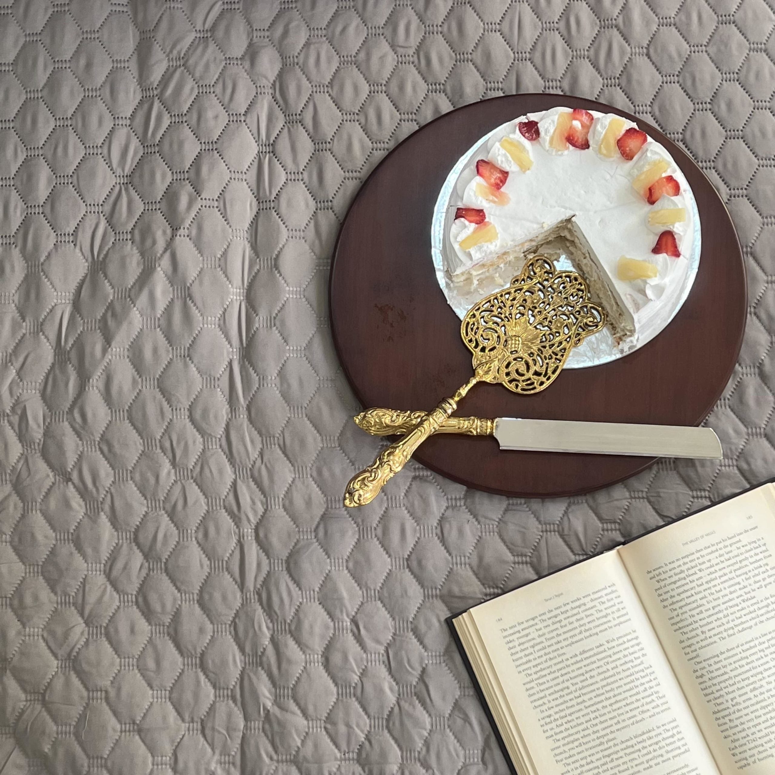 Sadyaska Quilted Wine Grey 1 Pcs Bedspread