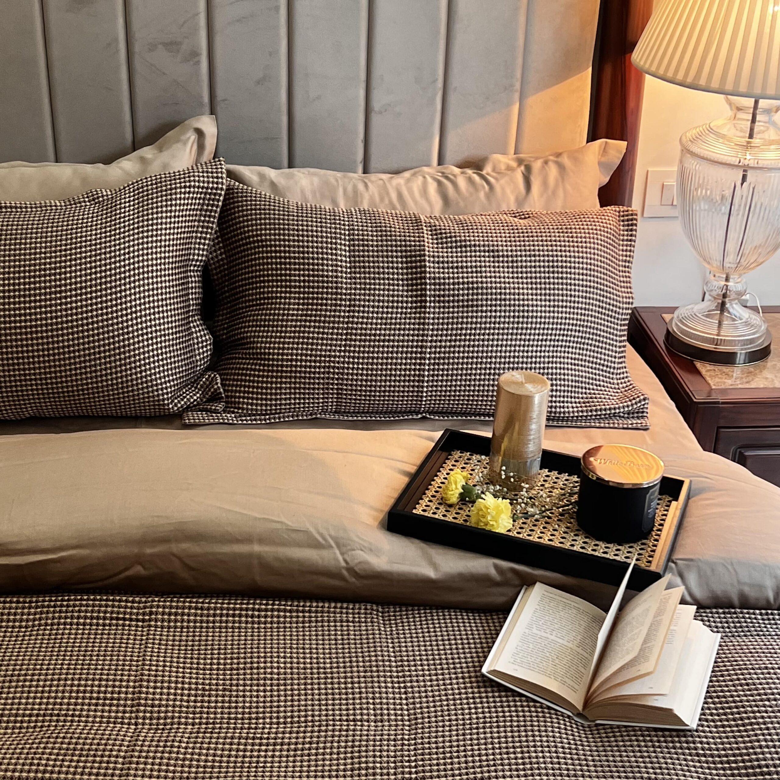 Sadyaska Honeycomb Coffee Woven 1 Pcs Duvet Cover Set