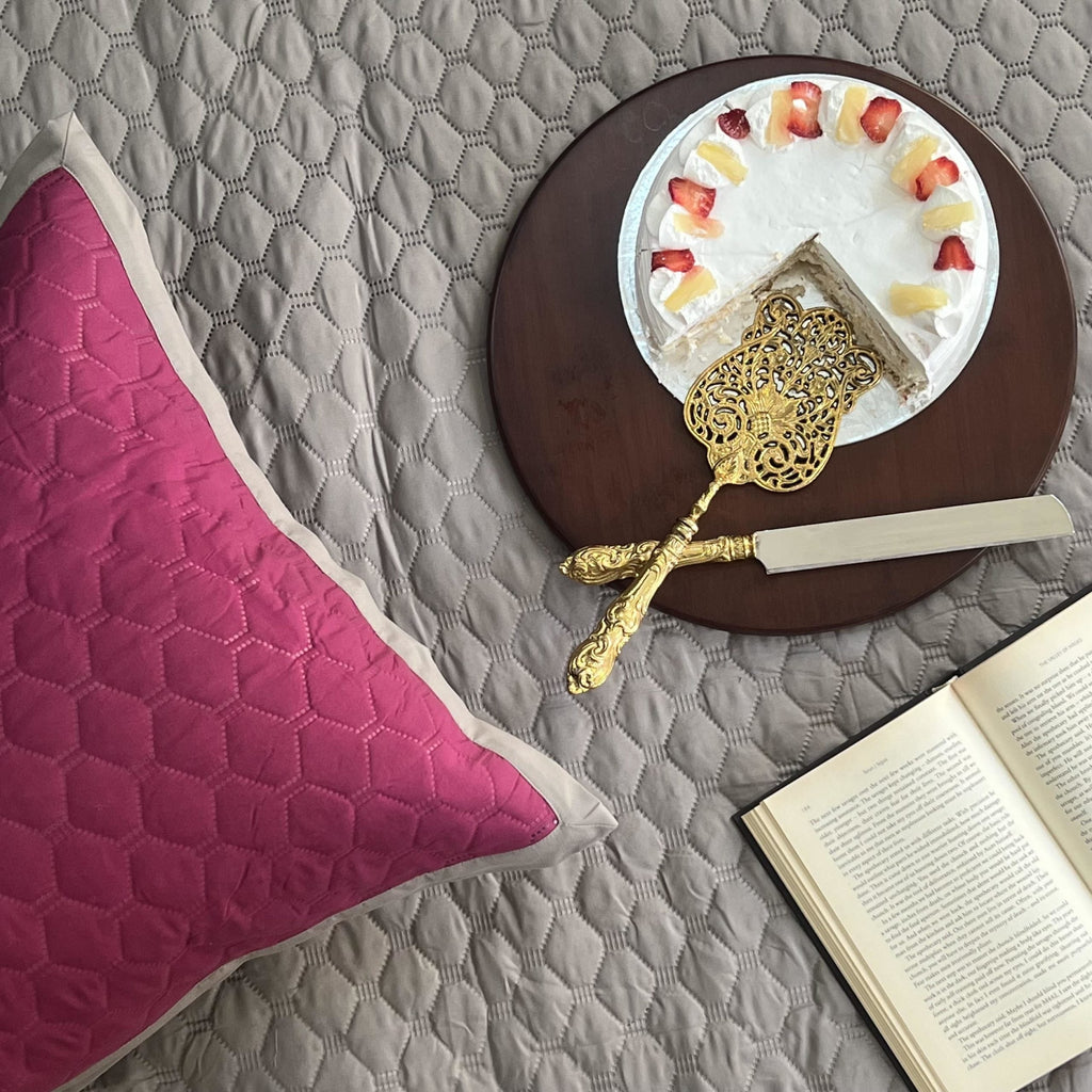 Sadyaska Quilted Wine Grey 1 Pcs Bedspread