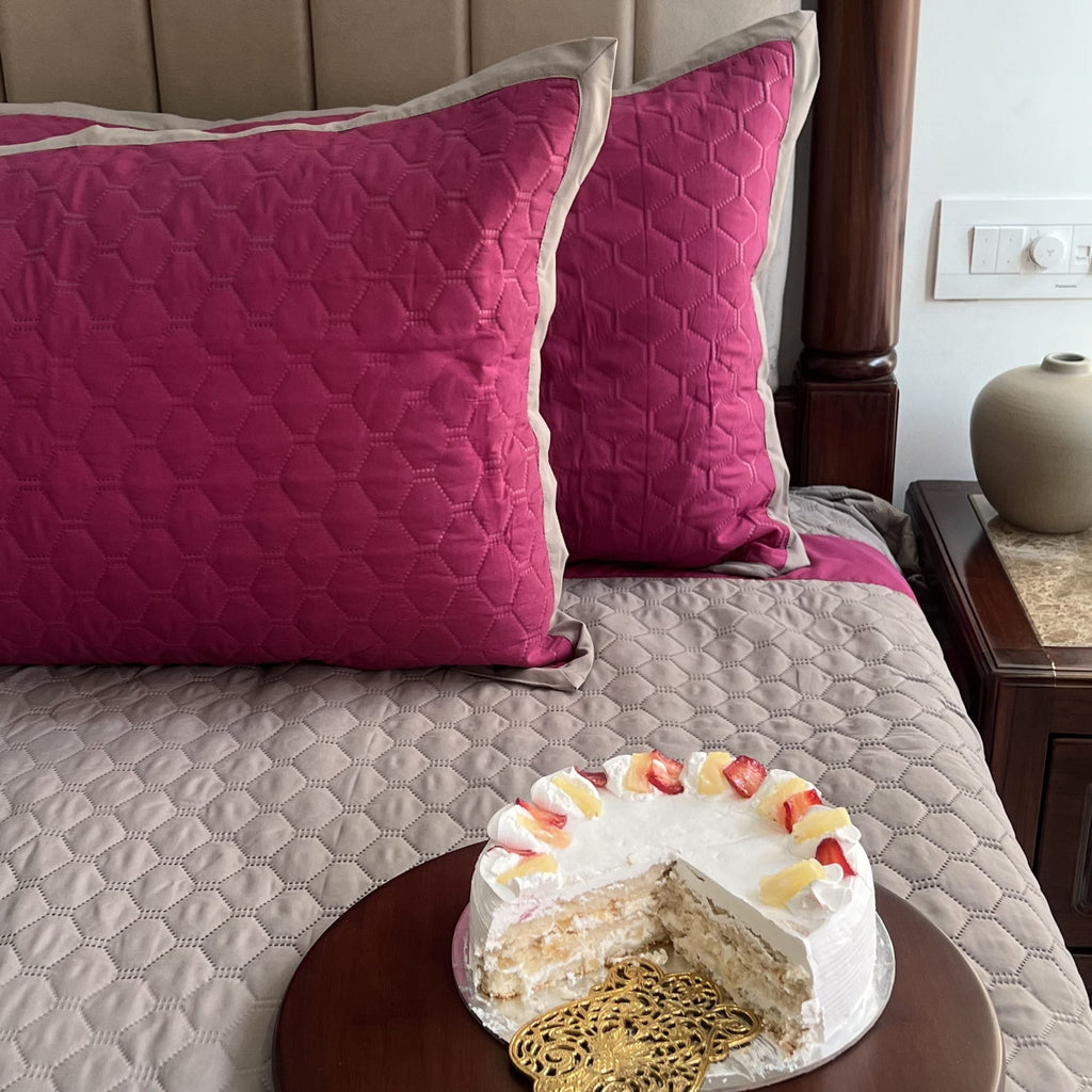 Sadyaska Quilted Wine Grey 1 Pcs Bedspread