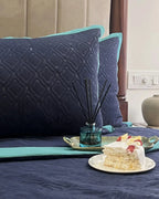 Sadyaska Quilted Navy Turquoise 1 Pcs Bedspread