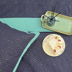 Sadyaska Quilted Navy Turquoise 1 Pcs Bedspread