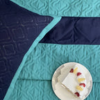Sadyaska Quilted Navy Turquoise 1 Pcs Bedspread