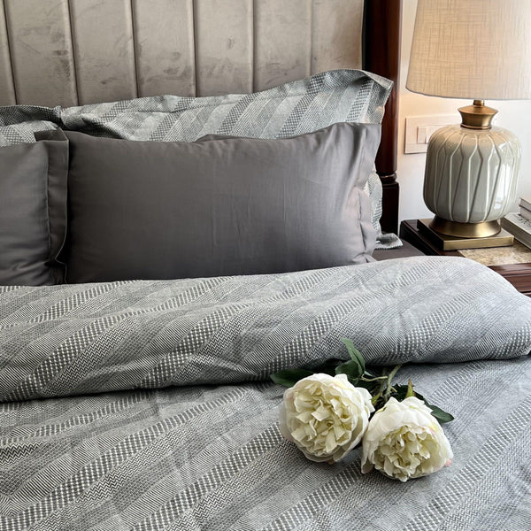Sadyaska Pointed Twill Grey Woven 1 Pcs Duvet Cover Set