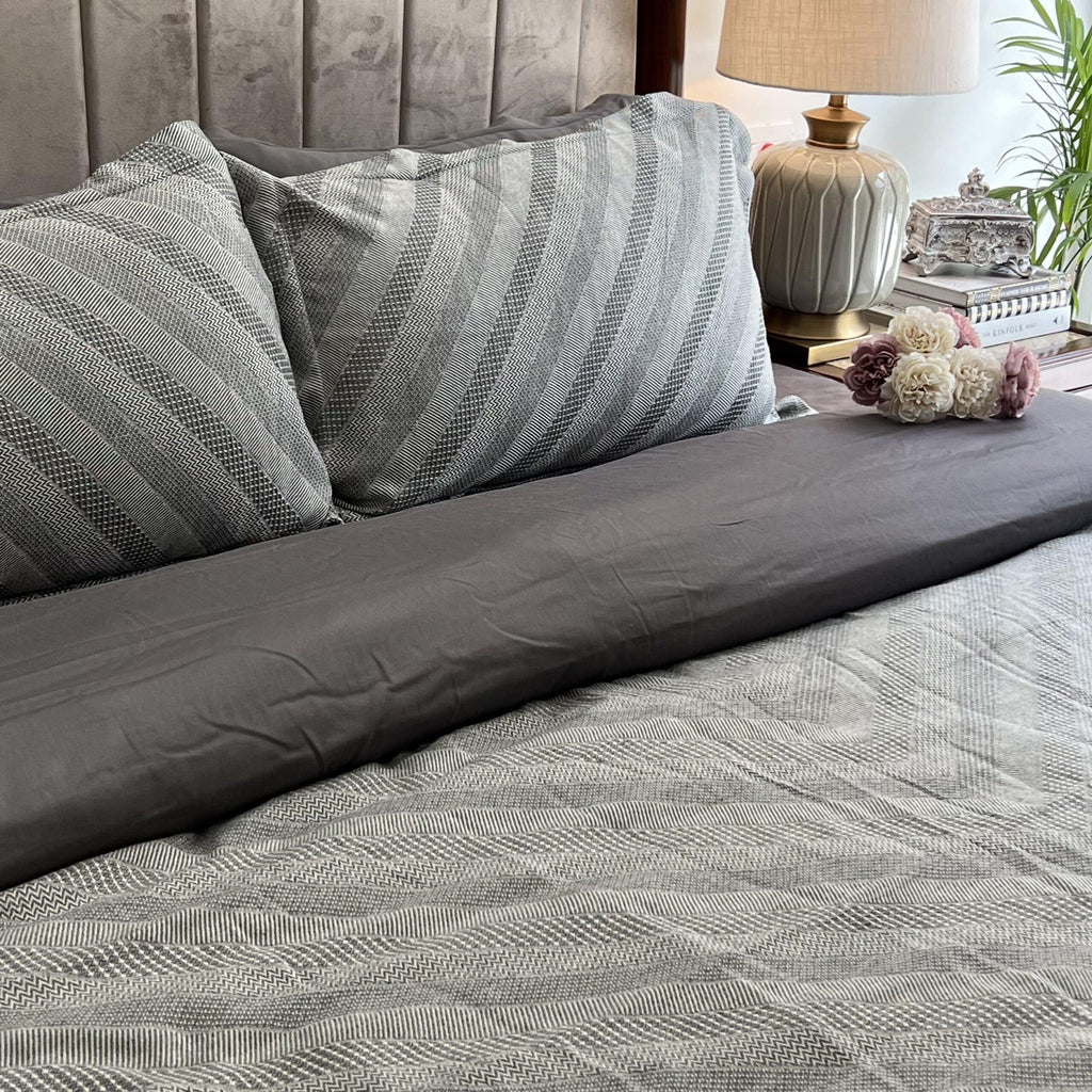 Sadyaska Pointed Twill Grey Woven 1 Pcs Duvet Cover Set