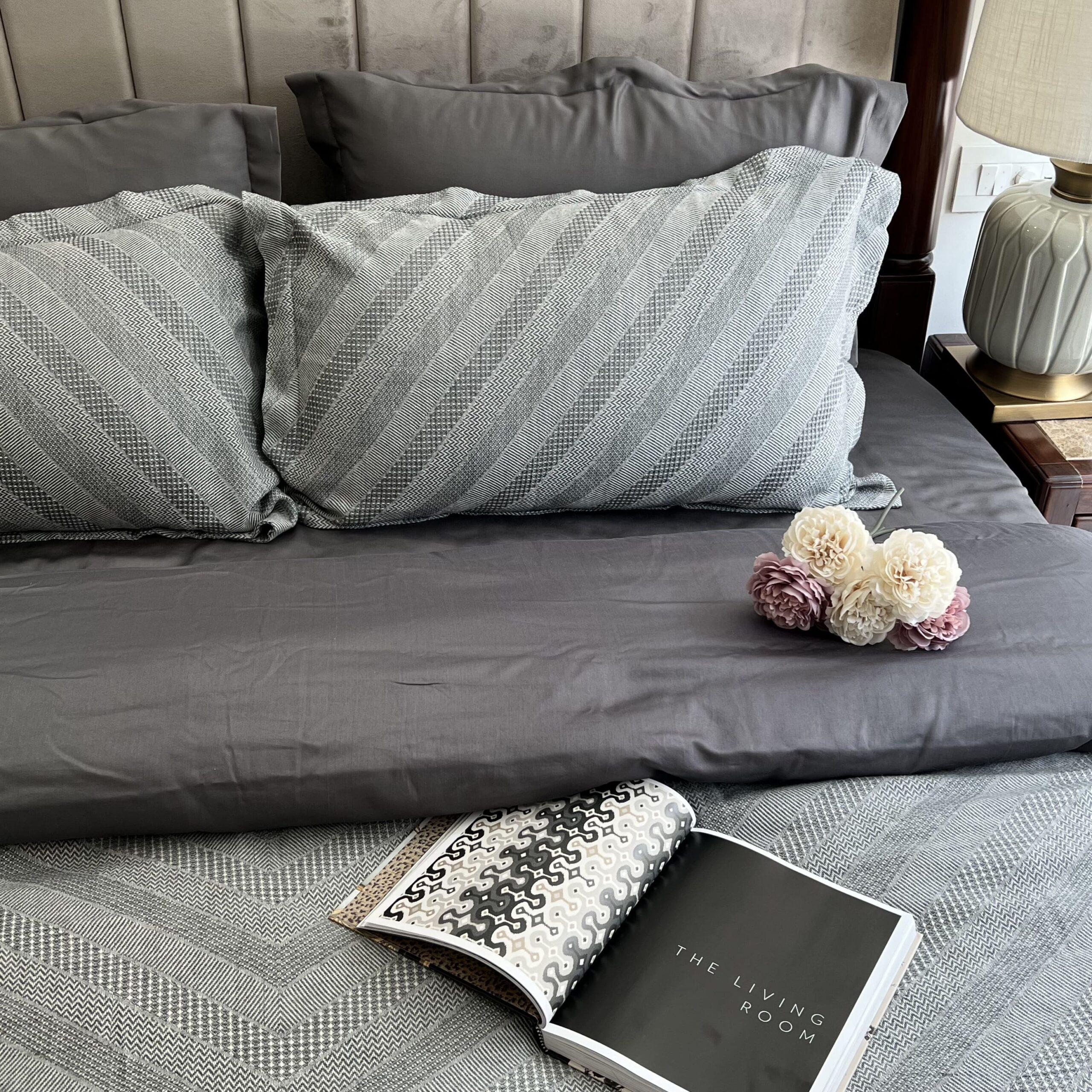 Sadyaska Pointed Twill Grey Woven 1 Pcs Duvet Cover Set