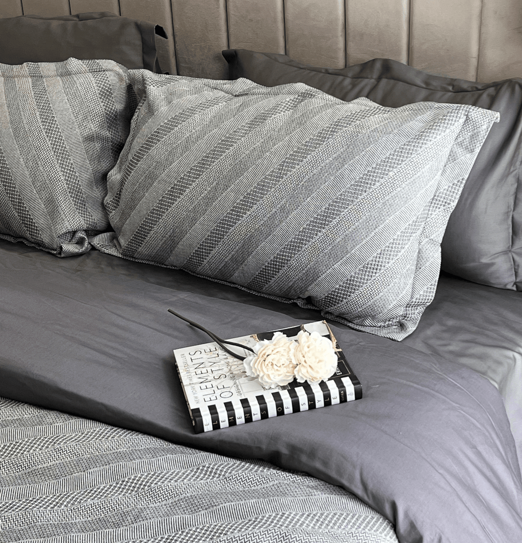 Sadyaska Pointed Twill Grey Woven 1 Pcs Duvet Cover Set